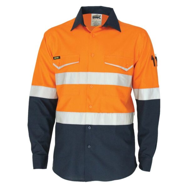 Two Tone RipStop Cotton Long Sleeve Shirt with Reflective CSR Tape Thumbnail