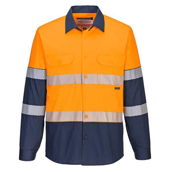 Hi Vis Stretch Contrast Long Sleeve Shirt Thumbnail
