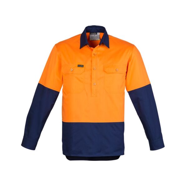 Mens Hi Vis Closed Front Long Sleeve Shirt Thumbnail