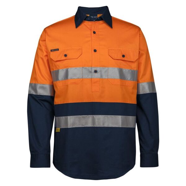 Mens Hi Vis (D+N) Close Front Long Sleeve 150G Shirt Thumbnail
